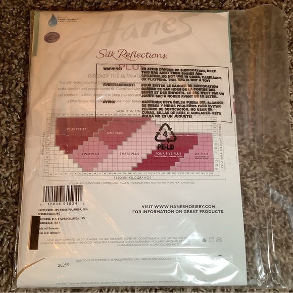 Hanes Silk Reflections control top pantyhose, jet black, size: Two Plus - Picture 4 of 10